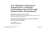 U.S. National Laboratory Perspective on Energy Technology Innovation and Performance ... · 2016-03-29 · U.S. National Laboratory Perspective on Energy Technology Innovation and