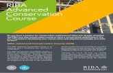RIBA Advanced Conservation Course · RIBA Advanced Conservation Course 2019 The RIBA Advanced Conservation Course is an important step in developing your specialism in conservation.