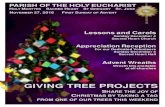 PARISH OF THE HOLY EUCHARIST · parish of the holy eucharist holy martyrs sacred heart st gregory st.jude november 27, 2016 first sunday of advent giving tree projects share the joy