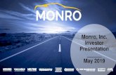 Monro, Inc. Investor Presentation May 2019...Investor Presentation May 2019 Certain statements in this presentation, other than statements of historical fact, including estimates,