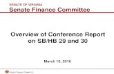 SENATE OF VIRGINIA Senate Finance Committeesfc.virginia.gov/pdf/committee_meeting... · SENATE OF VIRGINIA Senate Finance Committee March 10, 2016 . Overview of Conference Report