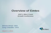 Overview of Emtec - Digital Transformation · Flexible, value based, full life-cycle Systems Integrator Appropriate mix of on-shore, off-shore delivery Flexible, full-lifecycle, application