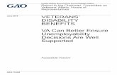 GAO-15-464 Accessible Version, Veterans' Disability ... · Accessible Version VETERANS’ DISABILITY BENEFITS VA Can Better Ensure Unemployability Decisions Are Well Supported rman,
