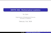 MATH 450: Mathematical statistics - GitHub Pagesvucdinh.github.io/S19/450/lecture01.pdf · 2020-05-21 · MATH 450: Mathematical statistics Vu Dinh Departments of Mathematical Sciences