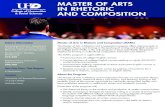 MASTER OF ARTS IN RHETORIC AND COMPOSITION• Local teachers seeking credentials to teach dual-credit English courses in Houston-area high schools. • Students pursuing an academic