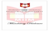 Mandatory Disclosure - MIIMmiim.ac.in/library/uploads/2017/05/mandatory-Final...Mandatory Disclosure 4 VI. Profile of Principal / Director Rev. Dr. P.T. Joseph S J, M.sc, MBA, PhD