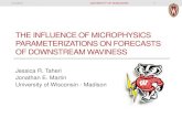 THE INFLUENCE OF MICROPHYSICS PARAMETERIZATIONS …...THE INFLUENCE OF MICROPHYSICS PARAMETERIZATIONS ON FORECASTS OF DOWNSTREAM WAVINESS Jessica R. Taheri Jonathan E. Martin University
