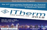 The 17th Intersociety Conference on Thermal · 2018-07-19 · May 29 – June 1, 2018 Sheraton Hotel & Marina San Diego, CA, USA Final Conference Program The 17th Intersociety Conference