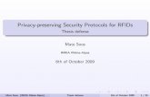 Privacy-preserving Security Protocols for RFIDs - Thesis ... · Table of Contents 1 Context 2 Ad-hoc protocols 3 Stream ciphers in RFIDs 4 Conclusions Mate Soos (INRIA Rh^one-Alpes)