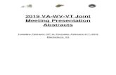 2019 VA-WV-VT Joint Meeting Presentation Abstracts...catfish. Length, weight, sex, and age data were obtained from collected individuals. Total lengths of collected individuals ranged