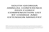 SOUTH GEORGIA ANNUAL CONFERENCE 2019 CLERGY COMPENSATION ... · CPE Supervisor, GBHEM No Report Juliette UMC No Report Minister of Missions and Outreach, West End UMC, TN Conference