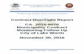 Contract Oversight Review - Palm Beach County, Florida · 2020-02-12 · MUNICIPALITY CONTRACT MONITORING FOLLOW UP – CITY OF LAKE WORTH SUMMARY Background The Office of the Inspector