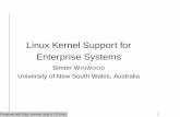 Enterprise Systems Linux Kernel Support forLinux Kernel Support for Enterprise Systems Simon W INWOOD University of New South Wales, Australia Produced with L A T E X seminar style