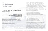 Then and Now: 30 Years of TEFL/TESL - JALT Publications · Then and Now: 30 Years of TEFL/TESL Jack C Richards SEAMEO Regional Language Centre, Singapore Looking back over the last