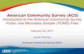 American Community Survey (ACS) - Census.gov · 2017-02-24 · American Community Survey (ACS) Introduction to the American Community Survey Public Use Microdata Sample (PUMS) Files