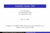 Scalability Update, 2007 - FreeBSD.org personal home pageskris/scaling/Scalability... · 2007-05-17 · MySQL: Progress in FreeBSD 5.x and 6.x 0 500 1000 1500 2000 2500 3000 3500