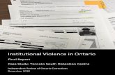 Institutional Violence in Ontario - Ministry of the ......Case Study: Toronto South Detention Centre Independent Review of Ontario Institutional Violence in Ontario Final Report Corrections
