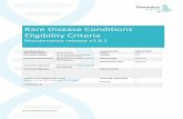 Rare Disease Conditions Eligibility Criteria › wp-content › ... · Rare Disease Conditions Eligibility Criteria Maintenance release v1.8.1 Functional Area Document Key PAR-GUI-049