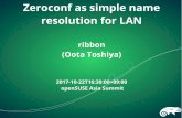 Zeroconf as simple name resolution for LAN · 1 / 14 Zeroconf as simple name resolution for LAN ribbon (Oota Toshiya) 2017-10-22T16:30:00+09:00 openSUSE Asia Summit