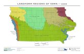 LANDFORM REGIONS OF IOWA — 2000 LANDFORM REGIONS …...higher and precipitation lower than elsewhere in Iowa. Low windpolished outcrops of reddish Sioux Quartzite, the oldest bedrock
