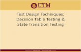 Test Design Techniques: Decision Table Testing & State ... · Decision Table (cont.) • Each column of the table corresponds to a rule in the business process, which defines a unique