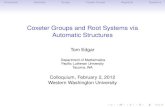 Coxeter Groups and Root Systems via Automatic Structuresedgartj/automatic.pdf · Coxeter Groups are Automatic How can we show that Coxeter groups are automatic? i.e. inﬁnite Coxeter