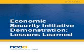 Economic Security Initiative Demonstration: Lessons LearnedEconoMIc SEcurIty InItIatIvE: LESSonS LEarnED EconoMIc SEcurIty InItIatIvE: LESSonS LEarnED national council on aging •