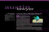 lawyer - Home - Austin Bar Association · lawyer A Conversation with Judge Shepperd Welcoming Austin Bar President, 2015 – 16 ... Classifieds/Ad Index ..... 27 continued on page