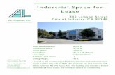 Industrial Space for Lease - LoopNet · Industrial Space for Lease 835 Lawson Street City of Industry, CA 91748 Total Space Available: 6,222 SF Warehouse Space: 4,162 SF Office Space:
