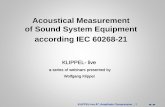 Acoustical Measurement of Sound System Equipment according ... · 1. Modern audio equipment needs output based testing 2. Standard acoustical tests performed in normal rooms 3. Drawing