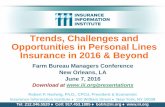Trends, Challenges and Opportunities in Personal Lines Insurance … · Trends, Challenges and Opportunities in Personal Lines Insurance in 2016 & Beyond Robert P. Hartwig, Ph.D.,