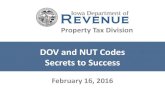 DOV and NUT Codes Secrets to Success - Iowa Secrets to... · DOV and NUT Codes Secrets to Success Property Tax Division February 16, 2016 . Today’s Agenda • DOV Journey ... keys