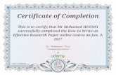 Certificate of Completion This is to certify that Mr ... · Certificate of Completion This is to certify that Mr Mohamed HOUSNI successfully completed the How to Write an Effective