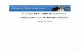 College of Health Professions Administrative Activities Review of Health Professions .pdfThe Audiology and Speech Center 55 . School of Sports Science and Wellness Education 63 . Human