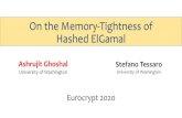 On the Memory-Tightness of Hashed ElGamal › ~ashrujit › files › talk-slides › EC20 … · ElGamal Hashed ElGamal used in practice eg. SECG SEC-1, ISO/IEC 18033-2, IEEE 1363a