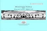 for Fiscal Year 2012/13in... · Monetary Policy for 2012/13 Background 1. As envisaged by Nepal Rastra Bank Act, 2002, monetary policy for FY 2012/13 has been formulated with the