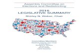 2016 LEGISLATIVE SUMMARY - Committee on Elections and ... · November 2016 Interested Parties: This booklet summarizes selected legislation approved by the Assembly Committee on Elections