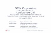 ORIX CorporationORIX Corporation - IR Webcasting...2013/01/31  · Disclaimer These materials have been prepared by O C (“O “C ) f fORIX Corporation (“ORIX” or the “Company”)