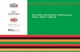 Zambia Nutrition Advocacy Plan 2017–2019 · • Ensure nutrition is enshrined in all sector policies, work plans, and budgets. • Improve accountability for nutrition across sectors.