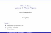 MATH 3511 Lecture 2. Matrix Algebra › ... › Matrix_algebra.pdf · MATH 3511 Lecture 2. Matrix Algebra Dmitriy Leykekhman Spring 2012 Goals I Matrix-matrix multiplication. I Inverse