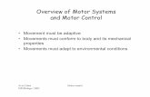 Overview of Motor Systems and Motor Control€¦ · Overview of Motor Systems and Motor Control •Movement must be adaptive •Movements must conform to body and its mechanical properties