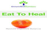 Eat To Heal - Grounded Nutrition€¦ · Eat to Heal Guidelines Hydration Techniques Food Combining ... gas, constipation, diarrhea, stomach aches, nausea, heartburn, and low ...
