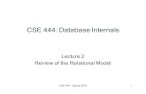CSE 444: Database Internals - courses.cs.washington.edu€¦ · CSE 444: Database Internals Lecture 2 Review of the Relational Model CSE 444 - Spring 2016 1. Announcements • Lab