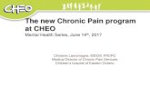 The new Chronic Pain program at CHEO chronic pain... · about elimination of pain or finding an organic cause for the pain • Develop a virtual pain tool box where child/youth incorporates