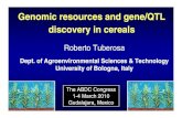 Genomic resources and gene/QTL discovery in cereals · Genomic resources and gene/QTL discovery in cereals. Roberto Tuberosa. Dept. of Agroenvironmental Sciences & Technology. University