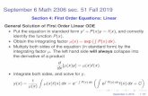 September 6 Math 2306 sec. 51 Fall 2019 - Faculty Webfacultyweb.kennesaw.edu/lritter/Sept6_2306_51_F19f.pdf · September 6 Math 2306 sec. 51 Fall 2019 Section 4: First Order Equations: