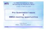 Pre-Submission Issues EMEA meeting opportunities€¦ · Letter of intent to submit Appointment Rapporteur Pre-submission meeting ITF ... procedure for the evaluation for marketing