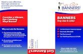Consider a Vibrant , BANNERS Vinyl Banner · • Birthday Banners • Anniversary Banners • Grand-opening Banners • Special Sale Banners • Special Event Banner • Trade Shows