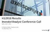 H1/2018 Results Investor/Analyst Conference Callˆsentation... · Successful H1/18 –Group guidance confirmed, guidance for classifieds revenues increased 3 July 27, 2018 H1/2018