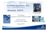 Amtech Systems, Inc. · Certain statements in the following presentation relate to future results that are forward ... 1981 Founding of Amtech Systems, Inc., semi quartz consumable
